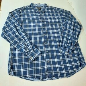 Eddie Bauer LS Plaid Soft Cotton Button Up Shirt Pockets Logo Lined Men